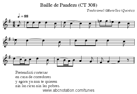 Baille de Panderu (CT 308) - staff notation