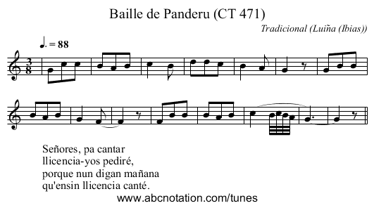 Baille de Panderu (CT 471) - staff notation
