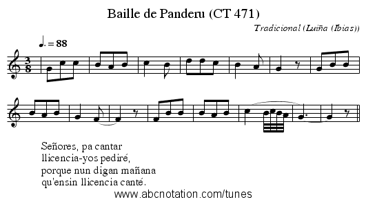 Baille de Panderu (CT 471) - staff notation