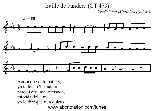 Baille de Panderu (CT 473) - staff notation