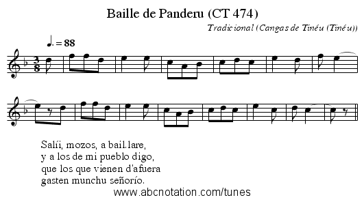 Baille de Panderu (CT 474) - staff notation