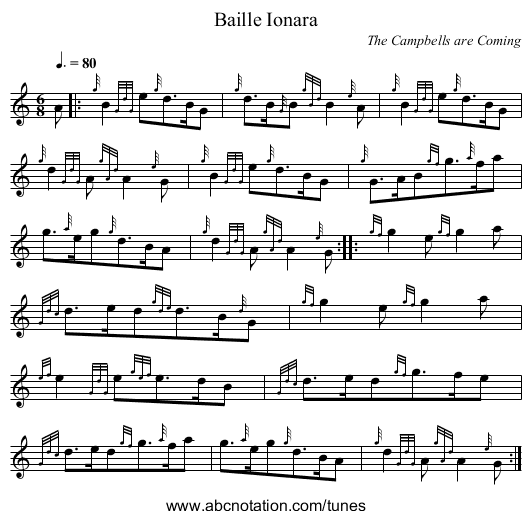 Baille Ionara - staff notation