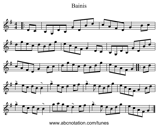 Bainis - staff notation