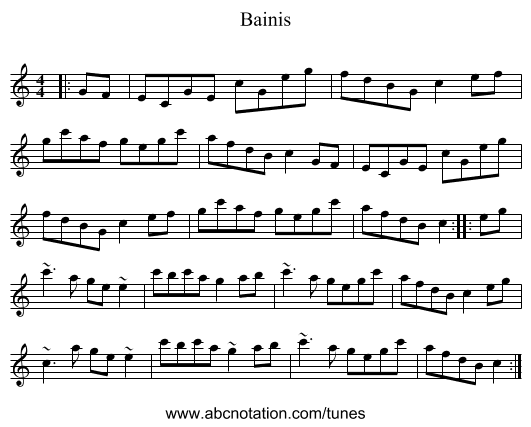 Bainis - staff notation