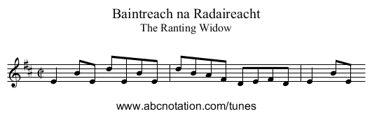 Baintreach na Radaireacht - staff notation