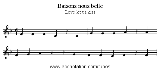 Baisons nous belle - staff notation