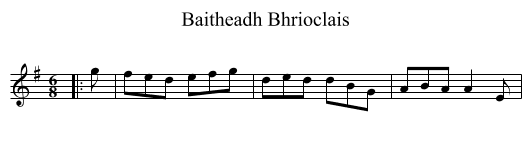 Baitheadh Bhrioclais - staff notation
