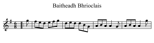 Baitheadh Bhrioclais - staff notation