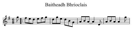Baitheadh Bhrioclais - staff notation