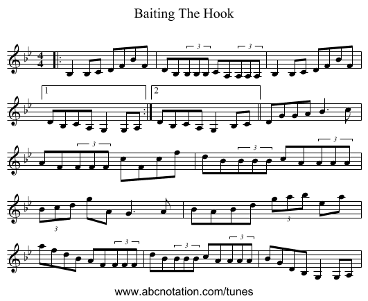 Baiting The Hook - staff notation