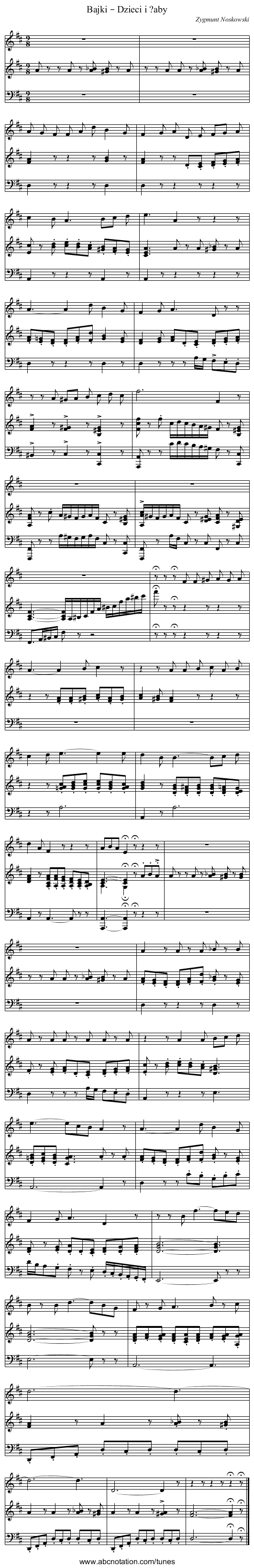 Bajki – Dzieci i ?aby - staff notation