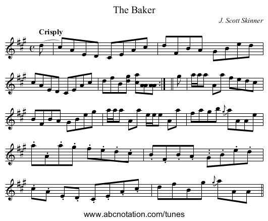 Baker, The - staff notation