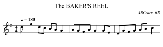 BAKER'S REEL, The - staff notation
