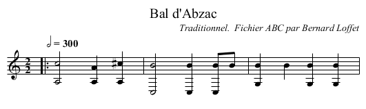 Bal d'Abzac - staff notation
