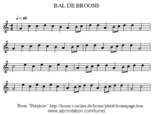 BAL DE BROONS - staff notation