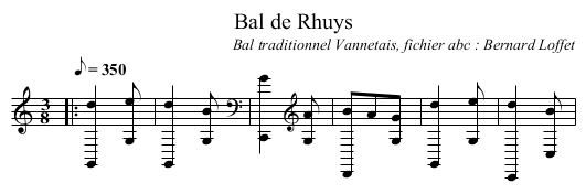Bal de Rhuys - staff notation