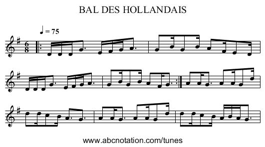 BAL DES HOLLANDAIS - staff notation
