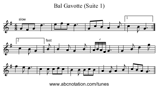 Bal Gavotte (Suite 1) - staff notation