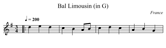 Bal Limousin (in G) - staff notation
