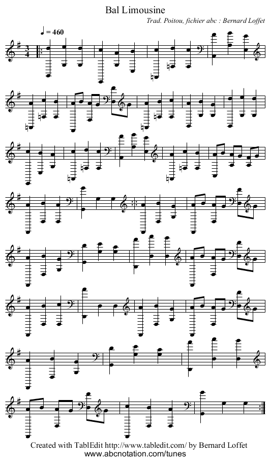 Bal Limousine - staff notation