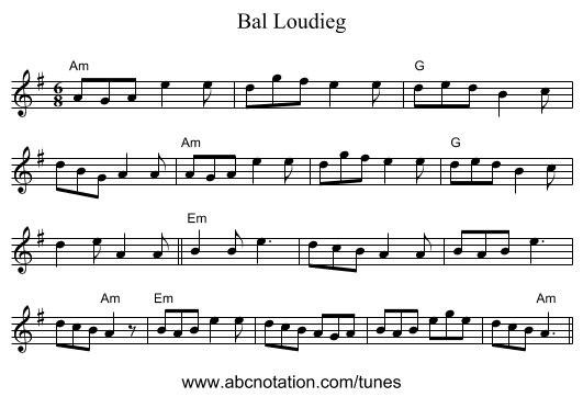 Bal Loudieg - staff notation