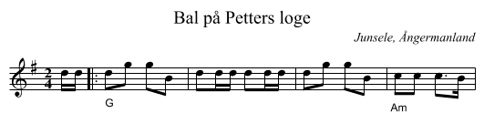 Bal på Petters loge - staff notation