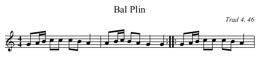 Bal Plin - staff notation