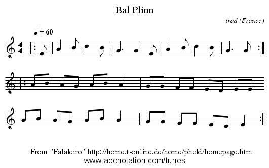 Bal Plinn - staff notation