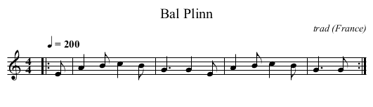 Bal Plinn - staff notation
