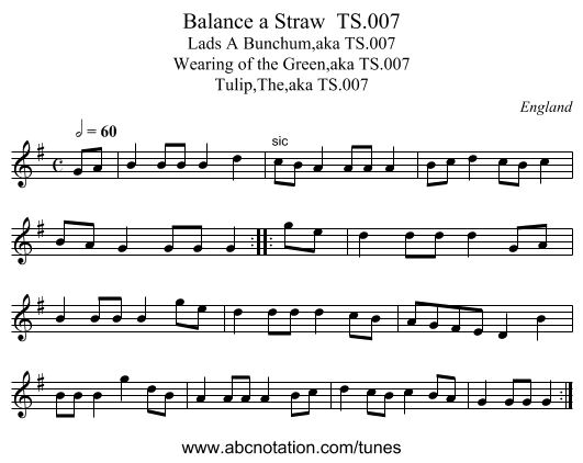 Balance a Straw  TS.007 - staff notation