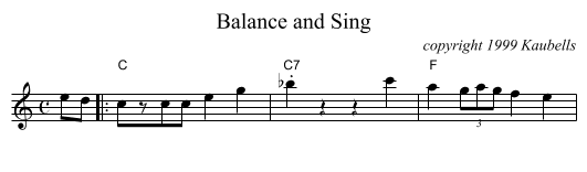 Balance and Sing - staff notation