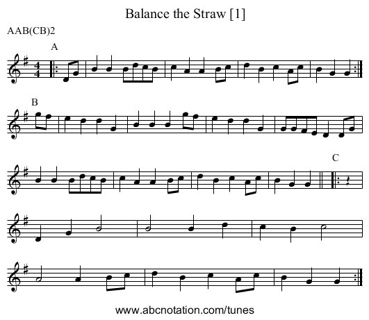Balance the Straw [1] - staff notation