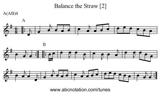 Balance the Straw [2] - staff notation