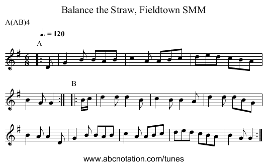Balance the Straw, Fieldtown SMM - staff notation