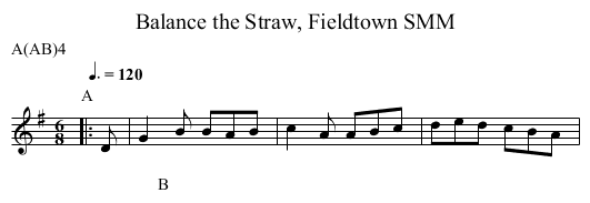 Balance the Straw, Fieldtown SMM - staff notation