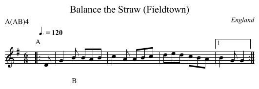 Balance the Straw (Fieldtown) - staff notation