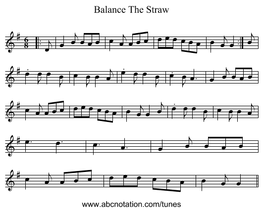 Balance The Straw - staff notation