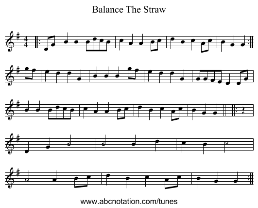 Balance The Straw - staff notation