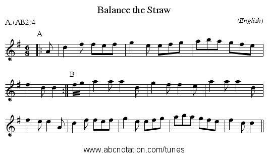 Balance the Straw - staff notation