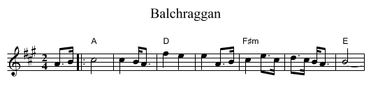 Balchraggan - staff notation