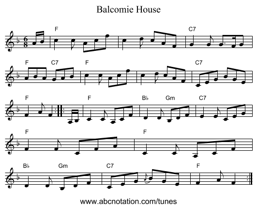 Balcomie House - staff notation