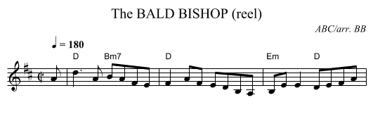 BALD BISHOP (reel), The - staff notation