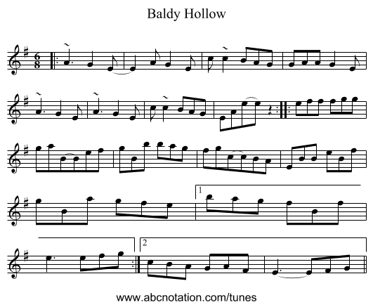 Baldy Hollow - staff notation