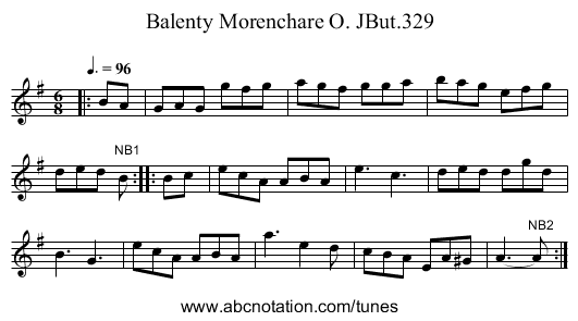 Balenty Morenchare O. JBut.329 - staff notation