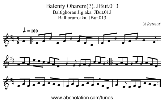 Balenty Oharem(?). JBut.013 - staff notation