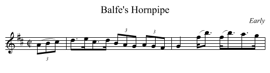 Balfe's Hornpipe - staff notation