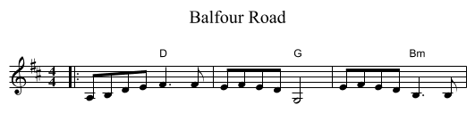 Balfour Road - staff notation