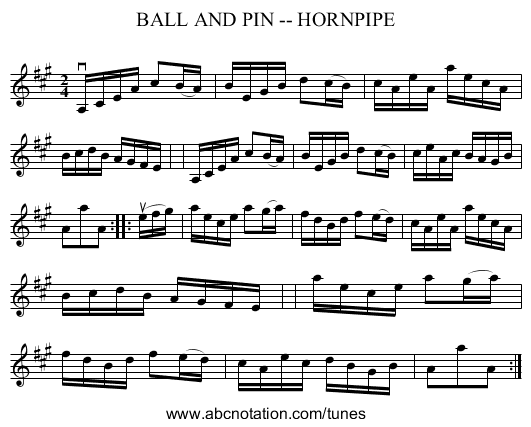 BALL AND PIN -- HORNPIPE - staff notation