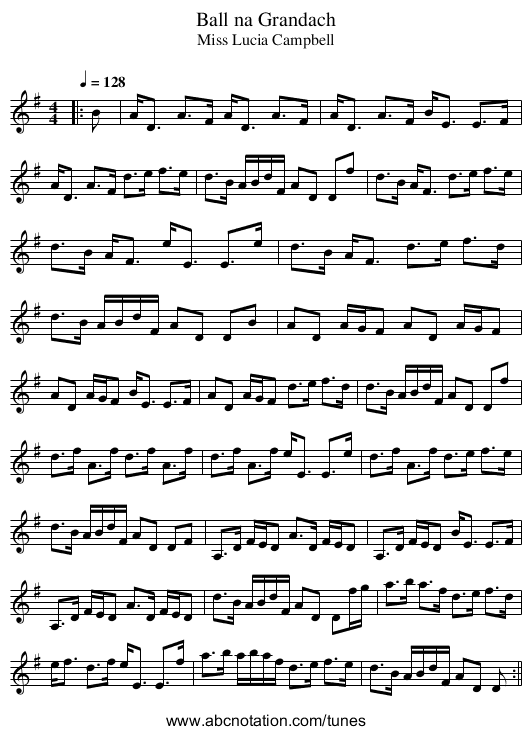Ball na Grandach - staff notation