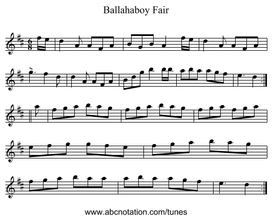Ballahaboy Fair - staff notation